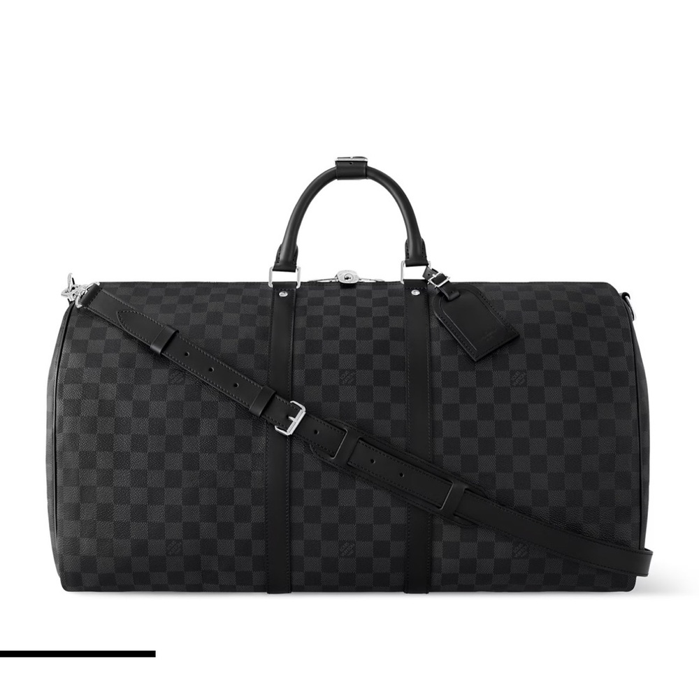 Louis Vuitton Black Damier Graphite Keepall 55  Leather Travel Bag